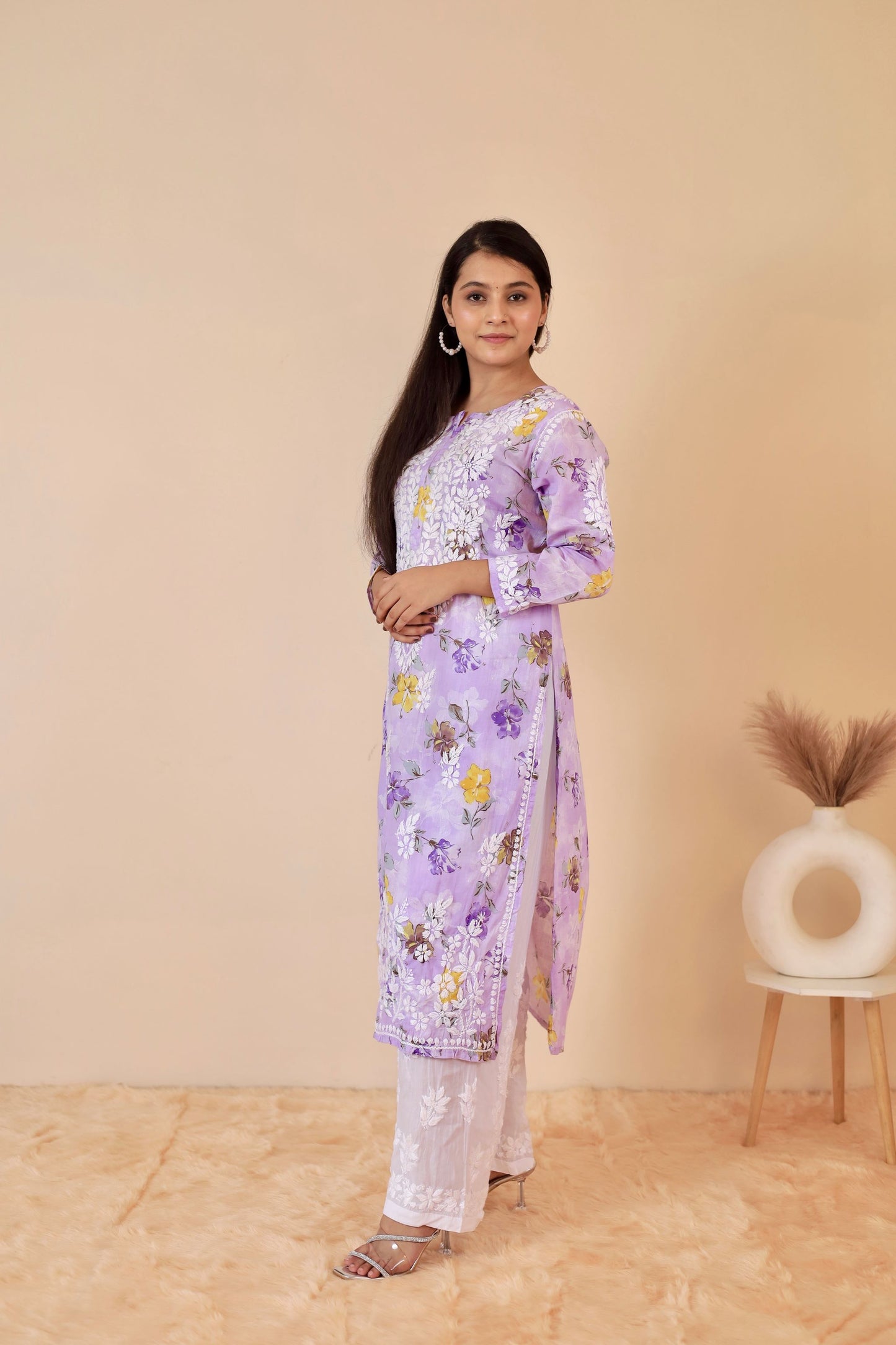 Rahat Long Mul chinkankari Kurti ( Lavender)