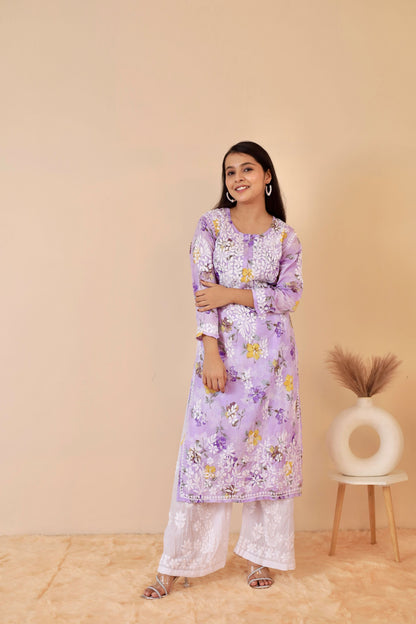 Rahat Long Mul chinkankari Kurti ( Lavender)