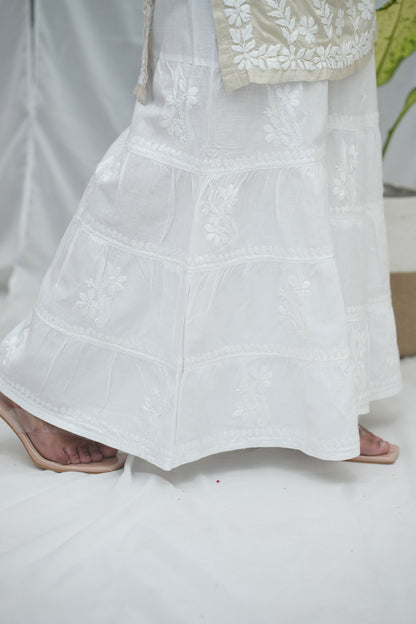 Four Layer Chikankari Garara (Whita)