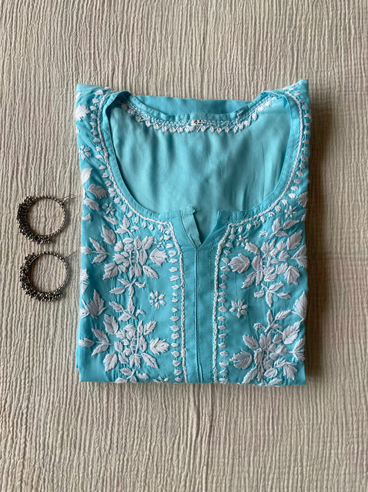 Gul Modal Chikankari Kurta (Sky Blue)