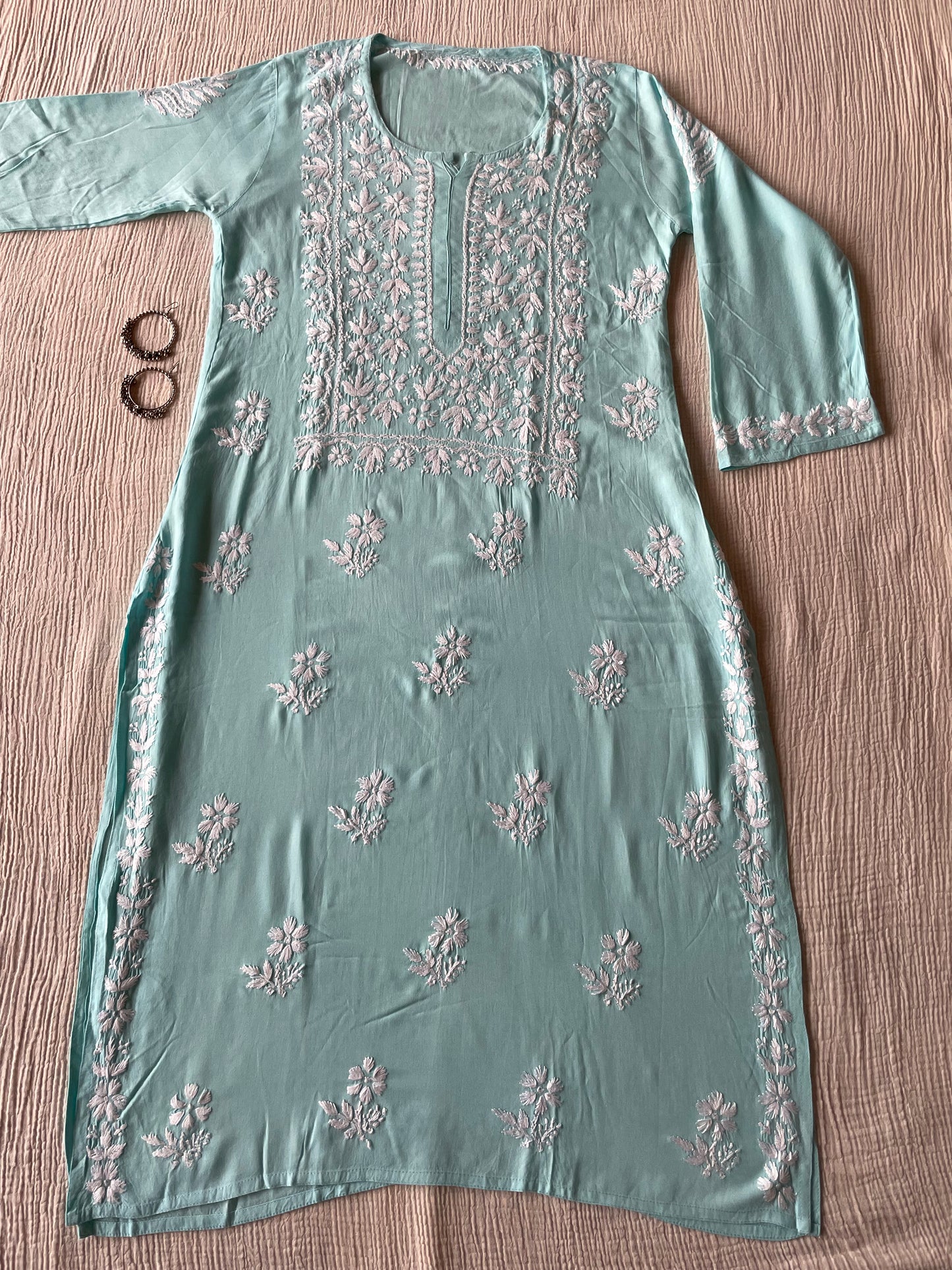 Rayon Chikankari Kurta (Wine)