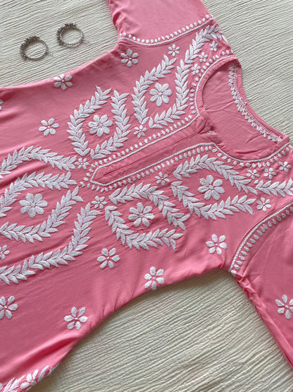 Noor Chikankari Kurti (Pink)