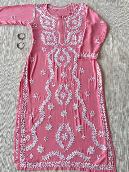 Noor Chikankari Kurti (Pink)