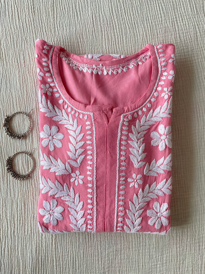 Noor Chikankari Kurti (Pink)