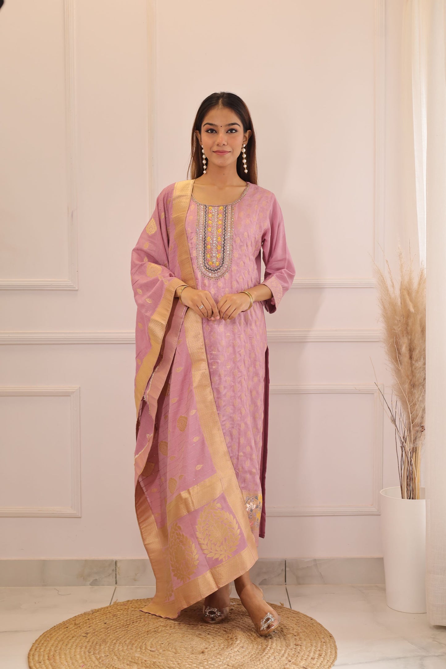 Lilac Banarsi Work inspired suit set (Lilac) - set of 3