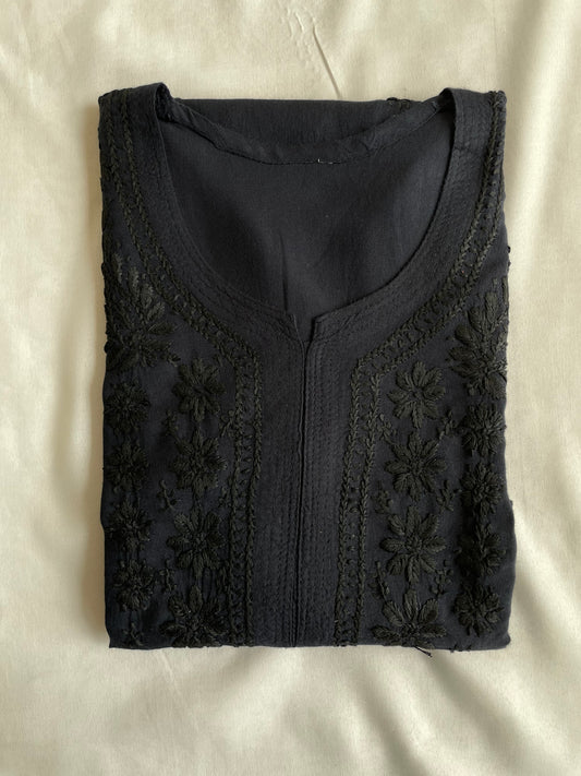 Rayon Chikankari Kurta (Black)