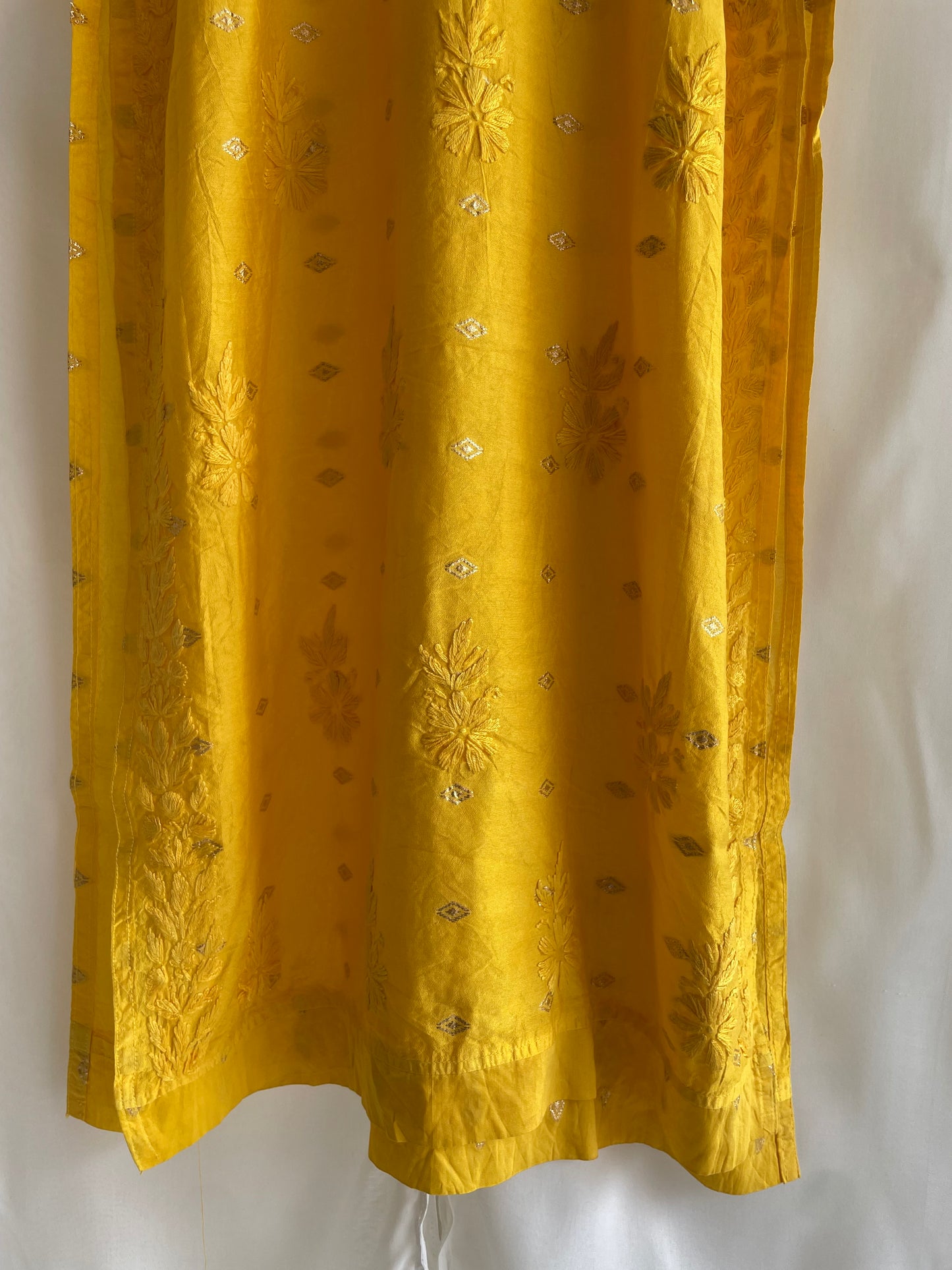 Inaya Long Chikankari Kurti ( Yellow)