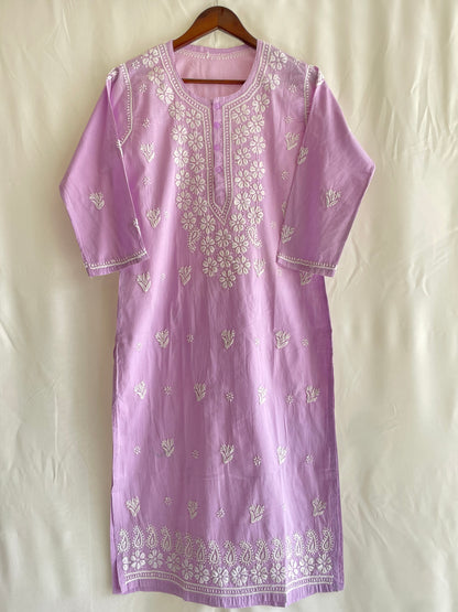 Aliya Cotton Chikankari Kurti ( Lavender )