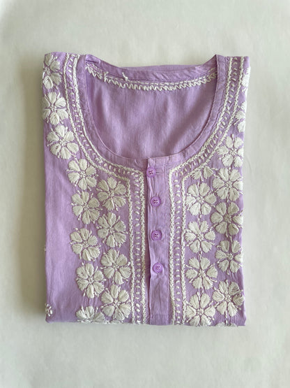 Aliya Cotton Chikankari Kurti ( Lavender )