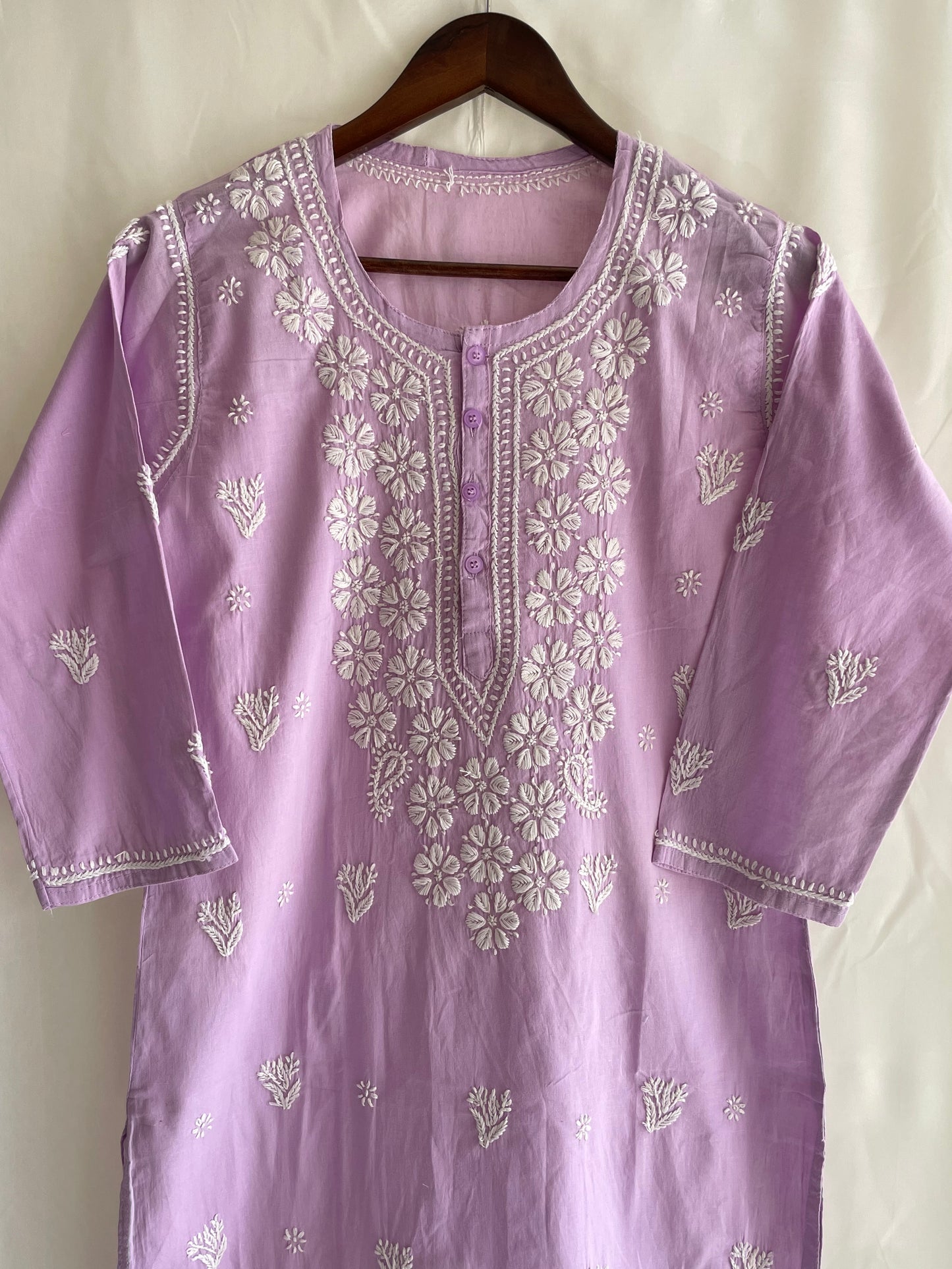 Aliya Cotton Chikankari Kurti ( Lavender )