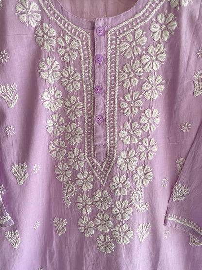 Aliya Cotton Chikankari Kurti ( Lavender )